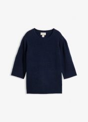 Sweter ażurowy. Białe swetry nierozpinane damskie bonprix, w ażurowe wzory, bez kołnierzyka, bez ramiączek. Za 124.99 zł.