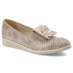 Beżowe Półbuty Gamis Eleganckie Skórzane Buty Damskie. Brązowe półbuty damskie GAMIS, na lato, bez wzorów, eleganckie, bez obcasa, na platformie, bez zapięcia. Za 199.00 zł.