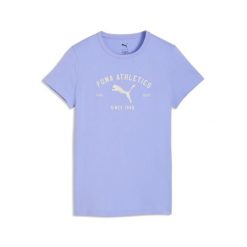 Damska koszulka PUMA Class z grafiką PUMA. Fioletowe bluzki damskie Puma, bez wzorów, casualowe, bez kołnierzyka, bez ramiączek. Za 109.00 zł.