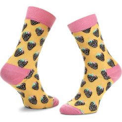 Skarpety Wysokie Unisex HAPPY SOCKS - STB01-200 Żółty. Żółte skarpetki damskie Happy Socks, bez wzorów, z bawełny. Za 34.90 zł.