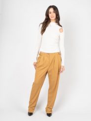 Patrizia Pepe Spodnie | ZJ2172/A3KN | Kobieta | Brązowy. Brązowe spodnie materiałowe damskie Patrizia Pepe, bez wzorów, z poliamidu, eleganckie, z podwyższonym stanem, długie. W wyprzedaży za 369.00 zł.