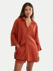 Triumph Koszulka piżamowa Summer Wear 10227228 Pomarańczowy Regular Fit. Brązowe koszule nocne damskie Triumph, bez wzorów, ze lnu, bez ramiączek. Za 179.99 zł.