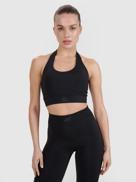 4F Biustonosz treningowy z niskim wsparciem 4F x Anna Lewandowska - czarny L. Czarne bielizna sportowa damska 4F, l, bez wzorów, z dzianiny. Za 99.99 zł.