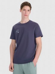 4F T-shirt regular z nadrukiem męski - szary M. Szare koszulki sportowe męskie 4F, m, bez wzorów, z bawełny, bez ramiączek. Za 59.99 zł.