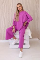 Komplet new punto bluza + spodnie fioletowy. Fioletowe bluzy damskie KESI, l, bez wzorów, z bawełny, biznesowe, bez ramiączek, bez kaptura. Za 347.13 zł.