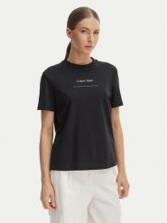 Calvin Klein Jeans T-Shirt Classic LV047C811G Czarny Regular Fit. Czarne t-shirty damskie Calvin Klein Jeans, s, bez wzorów, z bawełny, bez kołnierzyka, bez ramiączek. Za 169.99 zł.