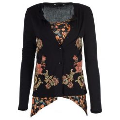 Desigual sweter damski Daniela S czarny. Czarne swetry nierozpinane damskie Desigual, s, bez wzorów, bez kołnierzyka, bez ramiączek. W wyprzedaży za 220.00 zł.