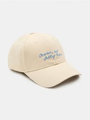 Czapka z daszkiem z haftowanym napisem Ocean Air Salty Hair - szary. Szare czapki damskie Sinsay, bez wzorów. Za 15.99 zł.