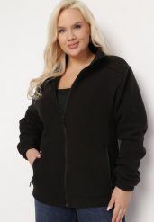 Czarna Bluza na Suwak o Klasycznym Kroju z Kołnierzem i Kieszeniami Lathmini. Czarne bluzy damskie Born2be, xl, bez wzorów, klasyczne, bez ramiączek, bez kaptura. Za 49.99 zł.