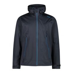 Kurtka trekkingowa z kapturem CMP. Niebieskie kurtki męskie CMP, bez wzorów, z materiału, sportowe, z kapturem. Za 508.50 zł.
