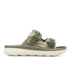 Klapki męskie Merrell Hut Ultra Wrap. Zielone klapki męskie Merrell, z aplikacjami, z jeansu, bez zapięcia. Za 515.00 zł.
