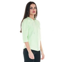 Bluza ciepła z bawełna z kaptur na co dzień. Zielone bluzy damskie LEONE 1947 APPAREL, bez wzorów, z bawełny, sportowe, bez ramiączek, bez kaptura. Za 164.19 zł.