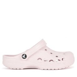 Klapki Crocs. Czerwone klapki damskie Crocs, bez wzorów, bez obcasa, bez zapięcia. Za 199.99 zł.