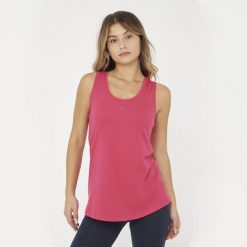 Top Fitness Damski MIMAS Ciemnoróżowy. Czerwone topy damskie Legea, bez wzorów, z bawełny, sportowe, bez kołnierzyka, bez ramiączek. Za 68.00 zł.