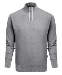 Wełniany Sweter z Wysokim Dekoltem na Zamek - Pako Jeans - Popielaty. Szare swetry męskie Pako Jeans, l, bez wzorów, z jeansu, bez kołnierzyka, bez ramiączek. Za 219.00 zł.