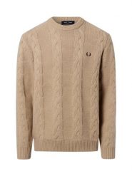 Fred Perry Męski wełniany sweter Mężczyźni brązowy jednolity, XL. Brązowe swetry męskie Fred Perry, m, bez wzorów, z dzianiny, eleganckie, bez kołnierzyka, bez ramiączek. Za 1,099.95 zł.