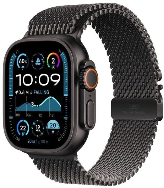 Smartwatch Apple Watch Ultra 2 GPS + Cellular 49mm Black Titanium Case Milanese Loop M Czarny (MX5V3UL/A). Czarne zegarki smartwatch Apple, bez wzorów. Za 7,157.53 zł.