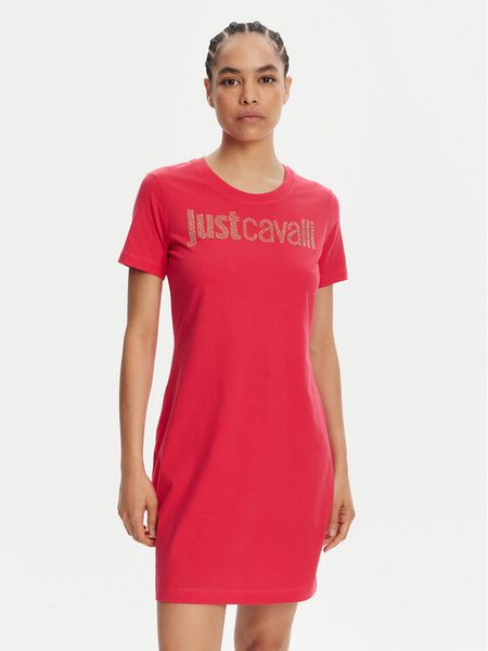 Just Cavalli Sukienka codzienna 78PAOE15 Różowy Regular Fit. Czerwone sukienki damskie Just Cavalli, na co dzień, s, bez wzorów, z bawełny, bez kołnierzyka, bez ramiączek, proste. Za 519.99 zł.