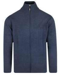 Sweter Wełniany z Wysokim Dekoltem Zapinany na Zamek, Niebieski, Ciepły -DEVIR. Niebieskie swetry męskie Devir, m, bez wzorów, z wełny, eleganckie, bez kołnierzyka, bez ramiączek. Za 249.00 zł.