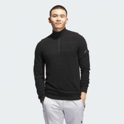 Sweter Ultimate365 Tour Wind Knit Quarter-Zip. Czarne swetry męskie Adidas, m, bez wzorów, sportowe, bez kołnierzyka, bez ramiączek. Za 799.00 zł.