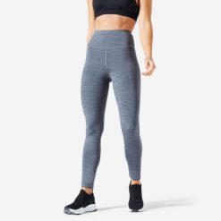 Legginsy fitness damskie Domyos. Szare legginsy damskie DOMYOS, bez wzorów, z materiału. Za 39.99 zł.
