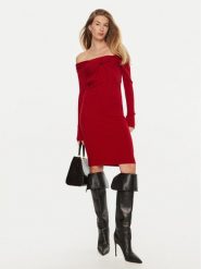 Guess Sukienka koktajlowa Milana W4BK26 Z2V42 Czerwony Slim Fit. Czerwone sukienki damskie Guess, s, z aplikacjami, z syntetyku, wizytowe, bez kołnierzyka, bez ramiączek. Za 299.99 zł.