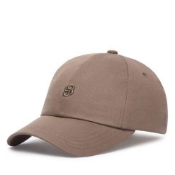 Czapka z daszkiem BOSS. Brązowe czapki damskie Boss, bez wzorów. Za 169.99 zł.