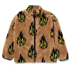 Kurtka turystyczna męska HUF Flamin Zip Sherpa Fleece. Brązowe kurtki męskie HUF, m, bez wzorów, z polaru, sportowe, bez kaptura. W wyprzedaży za 377.00 zł.