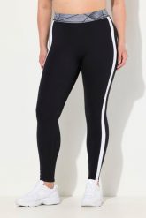 Damskie Legginsy paski kieszenie wysoki stan elastyczny pas. Czarne legginsy damskie Ulla Popken, bez wzorów, z elastanu. Za 239.99 zł.