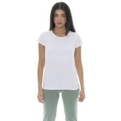 Koszulka z bawełna na trening na czas wolny. Białe bluzki damskie LEONE 1947 APPAREL, bez wzorów, z bawełny, sportowe, bez kołnierzyka, bez ramiączek. W wyprzedaży za 75.78 zł.