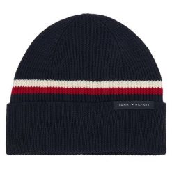 Czapka Tommy Hilfiger. Niebieskie czapki męskie Tommy Hilfiger, na zimę, bez wzorów. Za 209.99 zł.