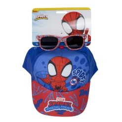 Zestaw z czapką i okularami przeciwsłonecznymi Spidey Niebieski. Czerwone czapki damskie SPIDEY AND HIS AMAZING FRIENDS, bez wzorów, sportowe. Za 65.60 zł.