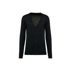 Kardigan suprima Kariban Premium. Czarne swetry męskie KARIBAN, m, bez wzorów, z bawełny, eleganckie, bez kołnierzyka, bez ramiączek. Za 248.50 zł.