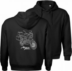 Bluza z kapturem motocyklowa z motocyklem na motor Honda Africa Twin CRF1100 L Adventure męska czarna XL. Czarne bluzy męskie Topslang, l, bez wzorów, bez ramiączek, z kapturem. Za 287.30 zł.