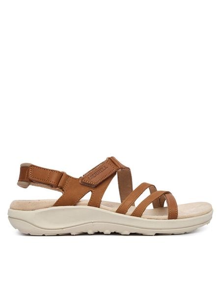 Merrell Sandały Harbor Backstrap J008002 Brązowy. Brązowe sandały damskie Merrell, bez wzorów, ze skóry, bez obcasa, na płaskiej podeszwie, bez zapięcia. Za 309.99 zł.