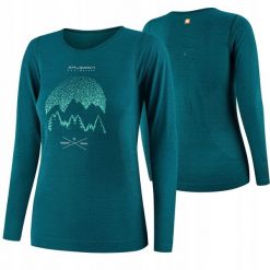 LS1415W Koszulka damska z długim rękawem OUTDOOR WOOL PRO zielony XL - GÓRY 13. Zielone bluzki damskie Brubeck, xl, bez wzorów, bez kołnierzyka, bez ramiączek. Za 346.74 zł.