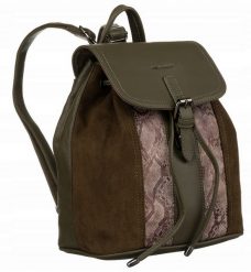 Plecak damski David Jones 6885-2 khaki. Brązowe plecaki damskie David Jones, bez wzorów, ze skóry. Za 169.99 zł.