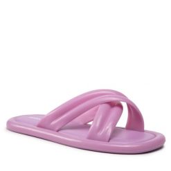 Klapki Melissa. Fioletowe klapki damskie Melissa, bez wzorów, bez obcasa, bez zapięcia. Za 369.99 zł.