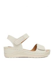Go Soft Sandały CEO-W23206 Écru. Białe sandały damskie GO SOFT, bez wzorów, ze skóry, bez obcasa, na koturnie, bez zapięcia. Za 119.99 zł.