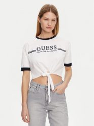Guess T-Shirt V5GI05 I3Z14 Biały Regular Fit. Białe t-shirty damskie Guess, m, z aplikacjami, z bawełny, bez kołnierzyka, bez ramiączek. Za 79.99 zł.