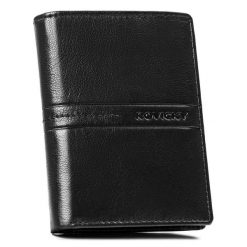 Duży, skórzany portfel męski w czarnym kolorze wyposażony w system RFID - Rovicky. Czarne portfele męskie ROVICKY, bez wzorów, ze skóry. Za 59.99 zł.