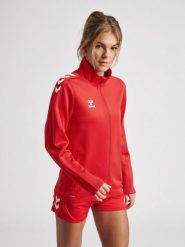 Bluza do piłki ręcznej damska Hummel Core XK Poly Zip Sweat Woman. Czerwone bluzy damskie Hummel, xl, bez wzorów, z dresówki, klasyczne, bez ramiączek, bez kaptura. Za 181.70 zł.