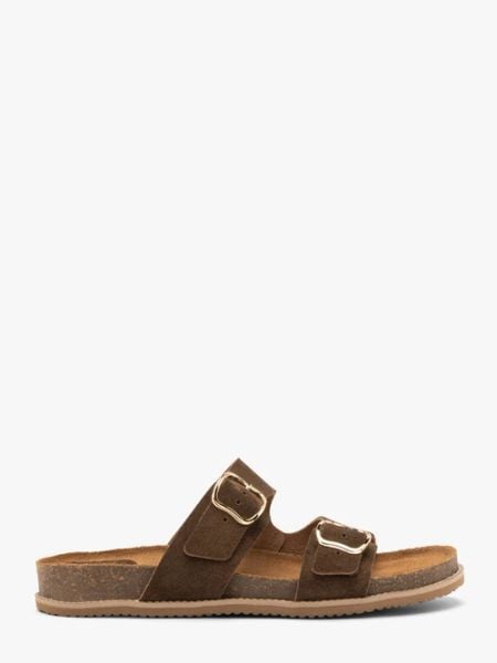 Brązowe klapki damskie. Brązowe klapki damskie Ryłko, na lato, bez wzorów, ze skóry, klasyczne, bez obcasa, na płaskiej podeszwie, bez zapięcia. W wyprzedaży za 329.99 zł.