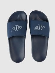 Klapki męskie na basen 4F 4FRSS26FSLIM052. Czarne klapki męskie 4F, bez wzorów, z poliesteru, bez zapięcia. Za 59.99 zł.