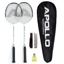 Zestaw Apollo Badminton Match Pro 800 – 2 rakiety, lotki i torba. Białe torby sportowe męskie Apollo, bez wzorów, z materiału. Za 191.99 zł.