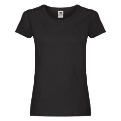 Oryginalna Koszulka Damska. Czarne bluzki damskie fruit of the loom, m, bez wzorów, sportowe, bez kołnierzyka, bez ramiączek. Za 27.99 zł.