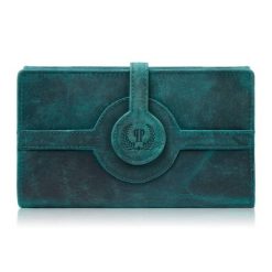 Duży portfel damski skórzany w stylu vintage zielony Paolo Peruzzi T-134-HGR. Zielone portfele damskie Paolo Peruzzi, ze skóry. Za 94.00 zł.