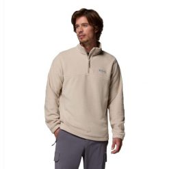 Bluza polarowa COLUMBIA STEENS MOUNTAIN HALF ZIP Beżowy. Brązowe bluzy sportowe męskie Columbia, bez wzorów, z polaru, bez kaptura, trekkingowe. Za 236.50 zł.