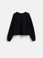 Bawełniana bluza - czarny. Czarne bluzy damskie Reserved, l, bez wzorów, z bawełny, bez ramiączek, bez kaptura. Za 99.99 zł.
