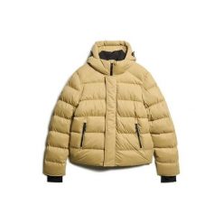 Kurtka puchowa z kapturem z mikrofibry Superdry. Żółte kurtki sportowe męskie Superdry, xl, bez wzorów, z gumy, z kapturem. Za 650.30 zł.